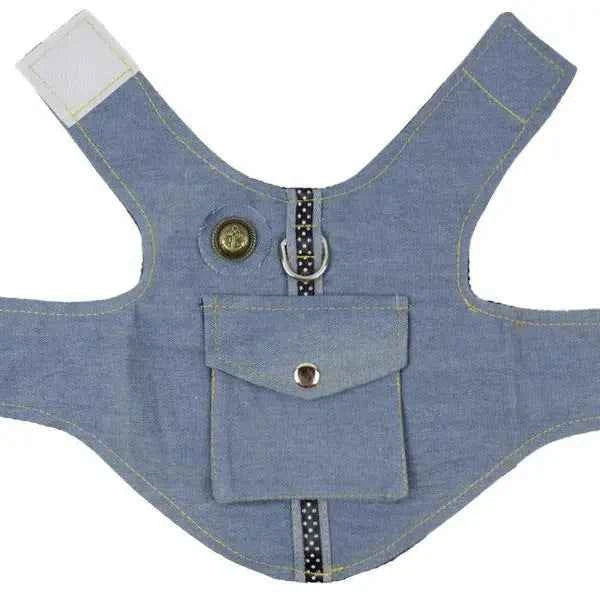 Denim Starry Sky Pet Vest Harness - Stylish Denim Pet Harness for Your Furry Friend