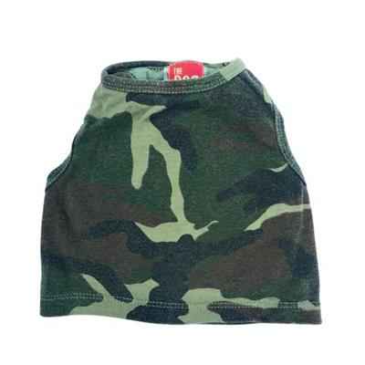 Olive Camo Tank Top with Curved Bottom for a Trendy Look