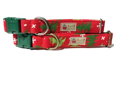 Under The Tree - Red Green Christmas Trees Pet Collar & Leash