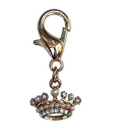 Tiny Crown Dog Collar Charm with Pearls for Stylish Pets