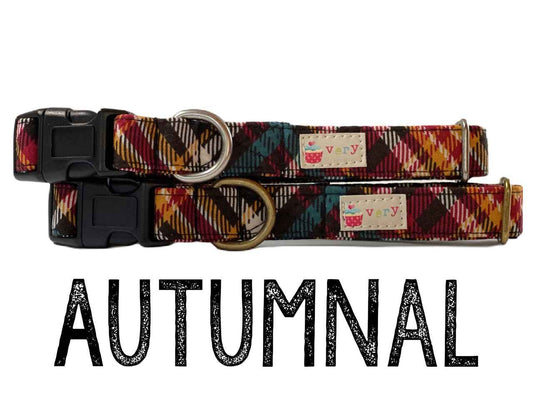 Autumnal Fall Plaid Dog Collar for Stylish Pets