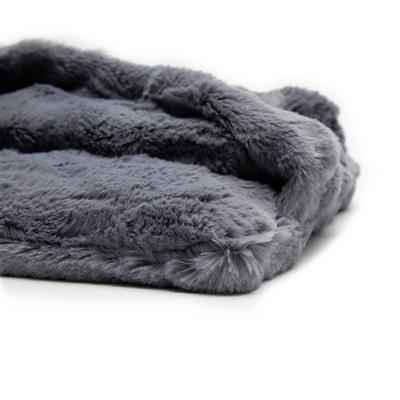 Pocket Bed Charcoal Grey Minky Fur - Luxurious Comfort for Your Pet