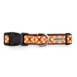 Brown/Orange Fall Check Dog Collar