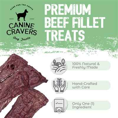 Premium Beef Fillets Dog Treats - Canine Cravers, 5.3oz Bag