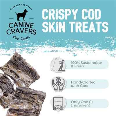 Crispy Cod Skins for Dogs - Canine Cravers Dog Treats, 4oz. Bag