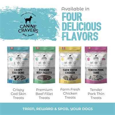 Crispy Cod Skins for Dogs - Canine Cravers Dog Treats, 4oz. Bag