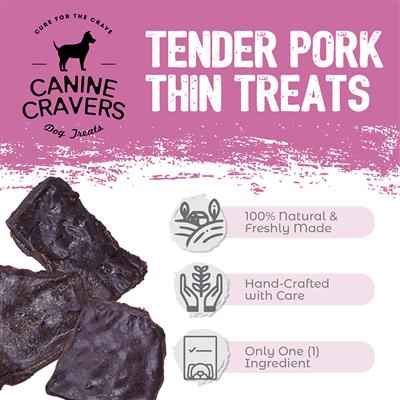 Tender Pork Thins Dog Treats - Canine Cravers, 5.3oz. Bag