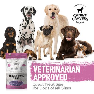 Tender Pork Thins - Canine Cravers Dog Treats, 5.3oz. Bag