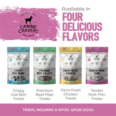 Tender Pork Thins - Canine Cravers Dog Treats, 5.3oz. Bag
