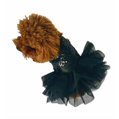 Marilyn Fufu Tutu Dog Dress, Black Sequins