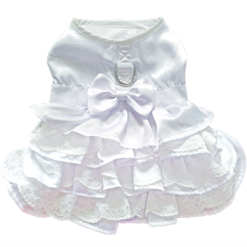 Dog Harness Wedding Dress with Veil and Matching Leash