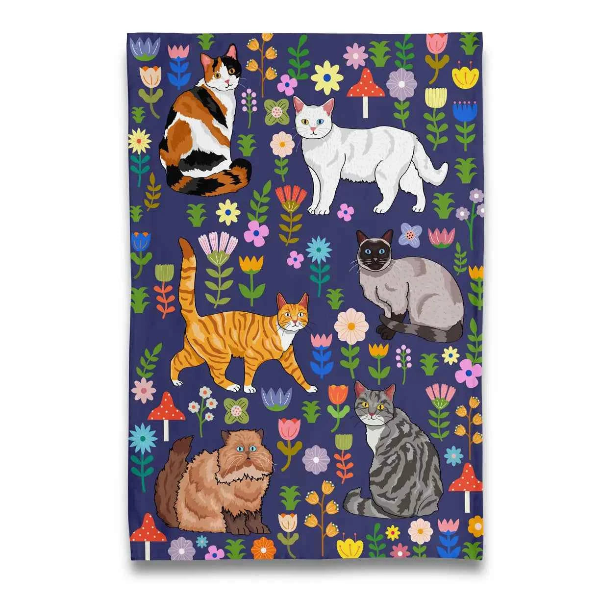 Spring Kitty Cats Tea Towel Pet Lover Gift