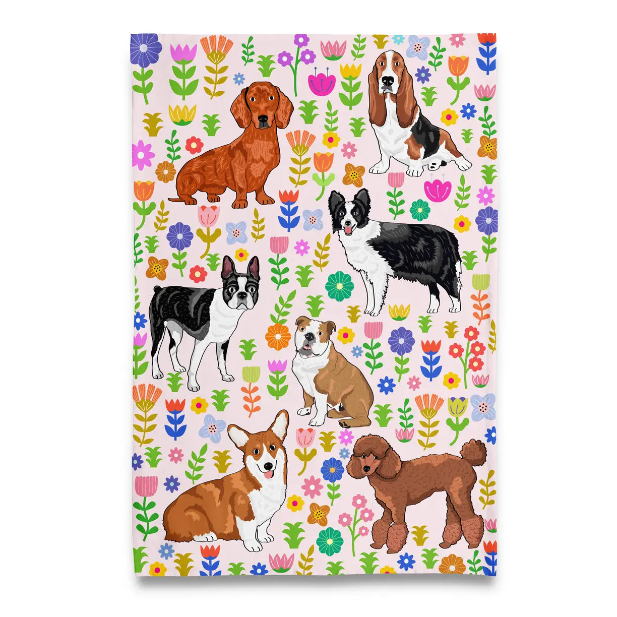 Spring Puppy Dogs Tea Towel