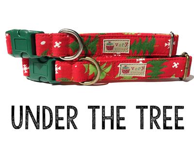 Under The Tree - Red Green Christmas Trees Pet Collar & Leash