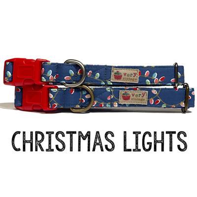 Christmas Lights - Blue Holiday Pet Collar & Leash