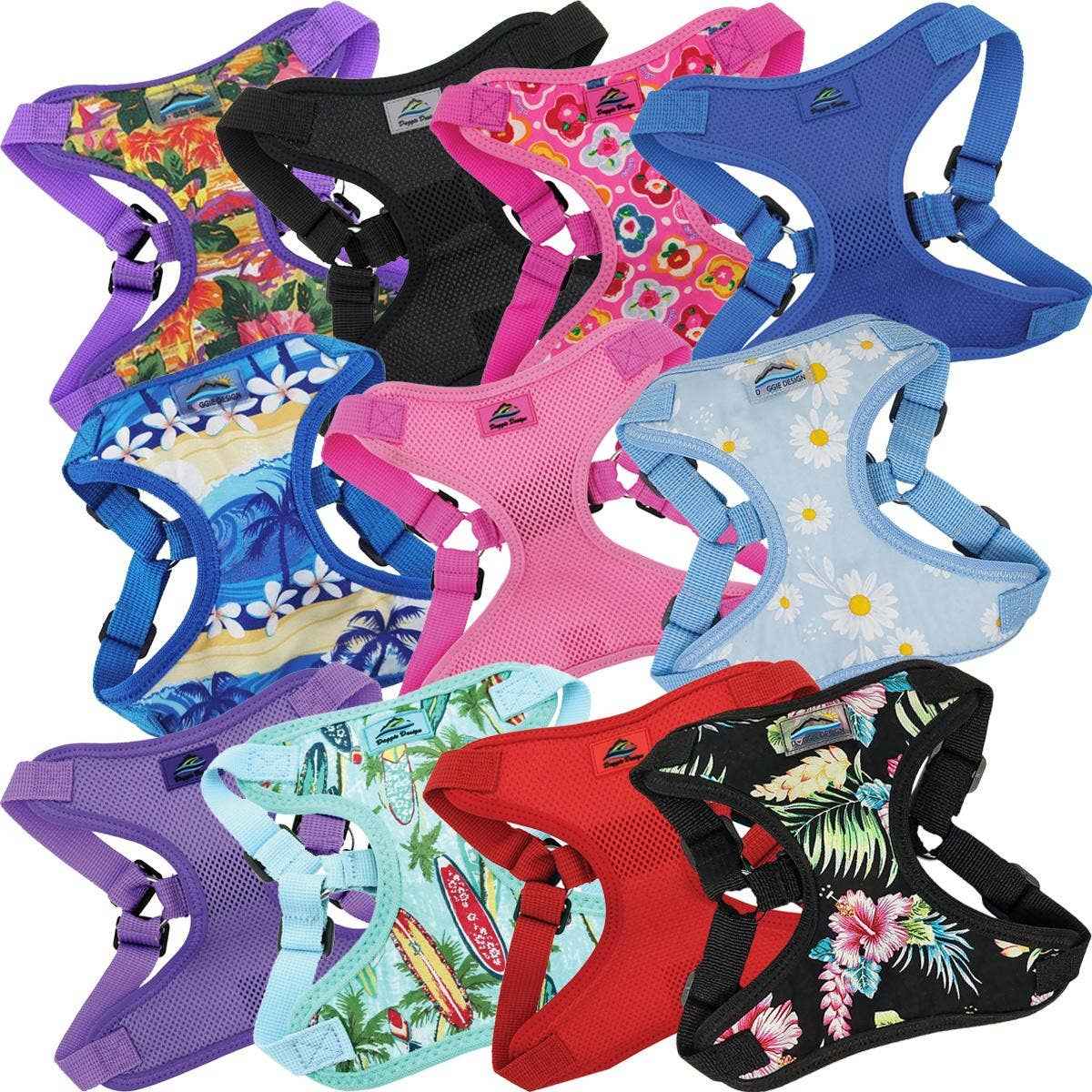 Wrap and snap dog harness - Choke Free Design in Blue Daisy