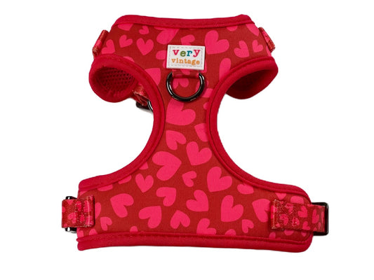 Love Is In The Air | Dog Harness | Adjustable Dog Harness | Red Hearts | Valentine's Day | Eco-Friendly Dog Harness | Neoprene | Soft Harness Vest