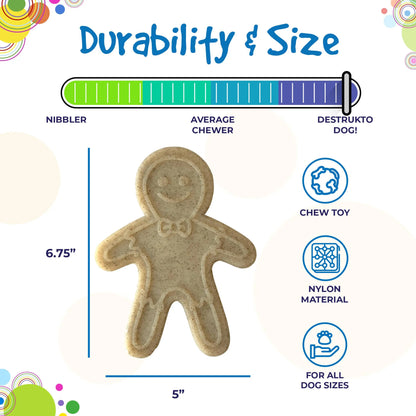 SP Gingerbread Man Ultra Durable Nylon Dog Chew Toy for Aggressive Chewers