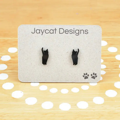 Tiny Black Cat Earrings