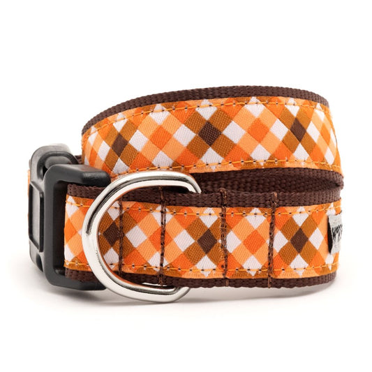 Brown/Orange Fall Check Dog Collar