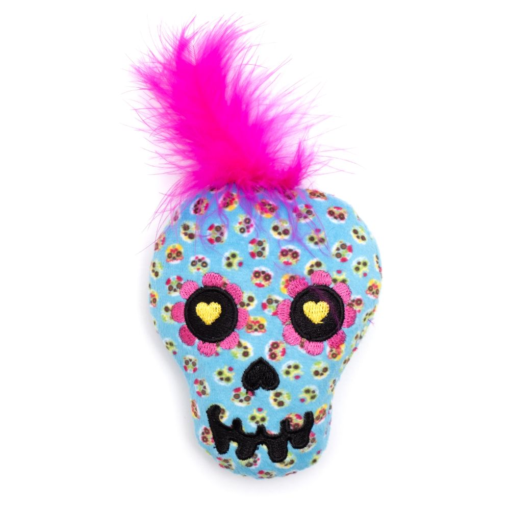 Blue Sugar Skull Cat Toy