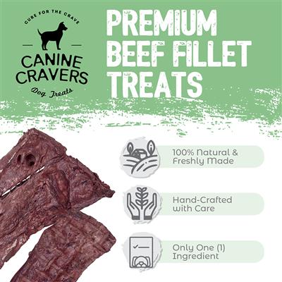 Premium Beef Fillets - Canine Cravers Dog Treats, 5.3oz. Bag