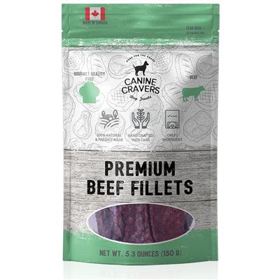Premium Beef Fillets - Canine Cravers Dog Treats, 5.3oz. Bag