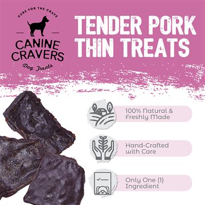 Tender Pork Thins - Canine Cravers Dog Treats, 5.3oz. Bag