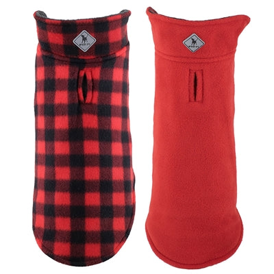 Red Buffalo Fleece Pet Jacket - Reversible