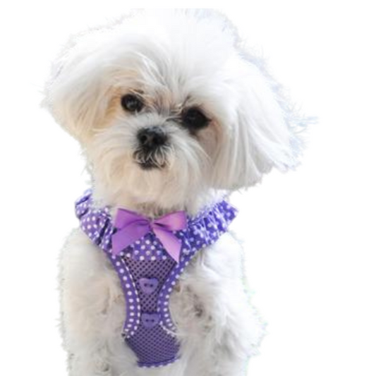 American River Choke Free Dog Harness Polka Dot Collection - Paisley Purple Polka Dot