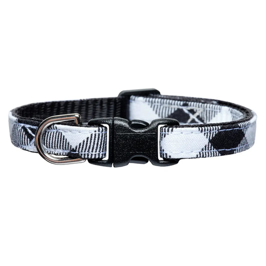 The Snow Day Cat Collar - black & white buffalo check