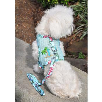 Cool Mesh Dog Harness with Leash - Surfboards & Palms