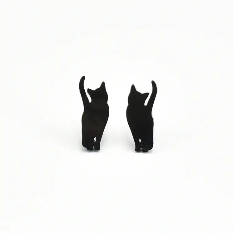 Tiny Black Cat Earrings