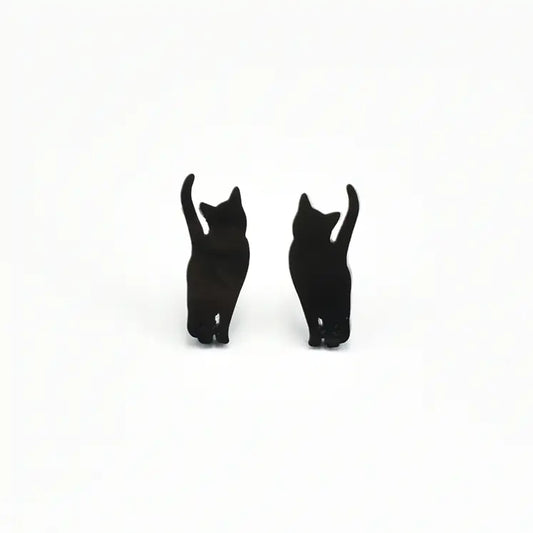 Tiny Black Cat Earrings