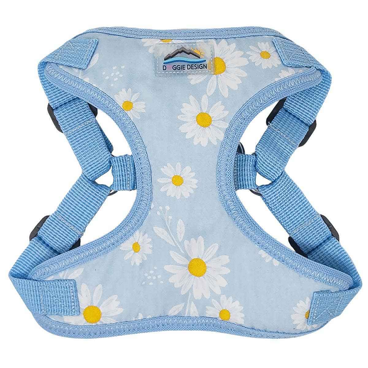 Wrap and snap dog harness - Choke Free Design in Blue Daisy