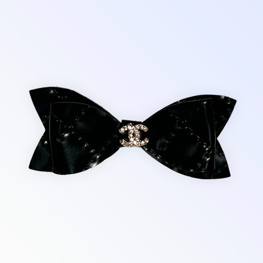 Quilted CC Leather Hair Bows